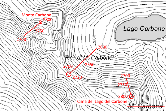 Ancienne carte italienne du Monte Carbonè